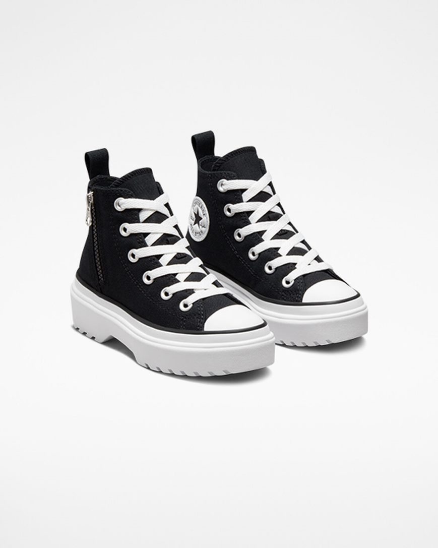 Dívčí Boty Na Platformy Converse Chuck Taylor All Star Lugged Lift Platene Vysoké Černé Bílé | CZ HTUA54